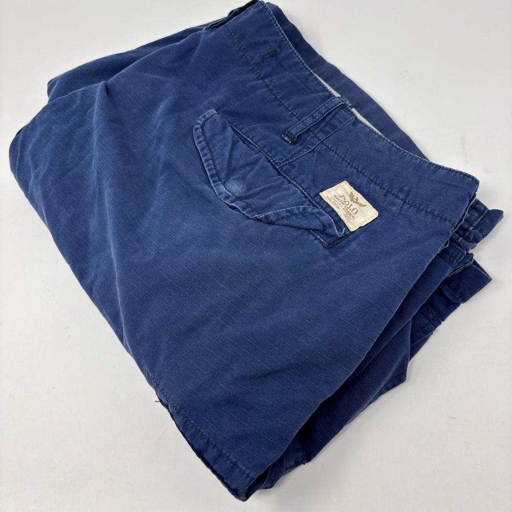Polo Ralph Lauren Utility Cargo Shorts Mens 42 Blue Ripstop Cotton Classic Fit